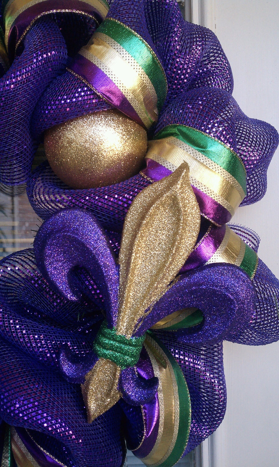 Mardi Gras Mesh Deco wreath