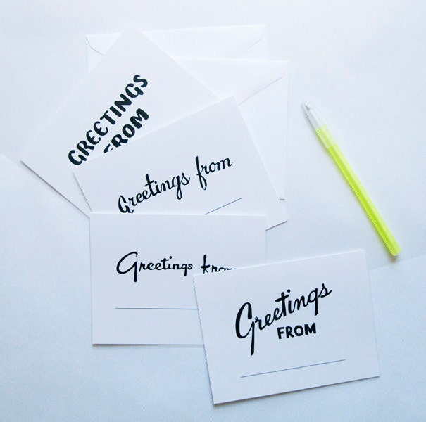 Assorted Black & White Greetings - set of 4 cards