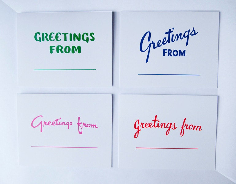 Assorted Colored Greetings - set of 8 cards