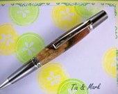 Handcrafted Wooden Pen Hand Turned Burl and Acrylic Blank and Chrome and Black Hardware 228C