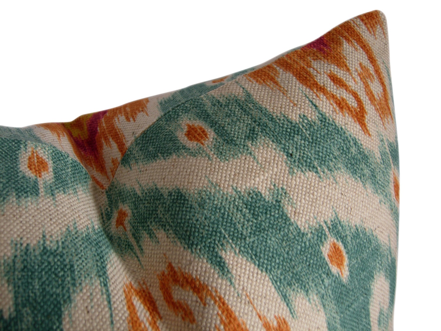 Iman Ubud Sunstone Ikat Pillow Cover in Turquoise, Orange, Magenta - Throw Pillow Sham - Decorative Pillow Case 18x18 20x20 22x22 or Lumbar