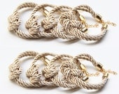 bridesmaid gift - Knot Bracelet Set of 8 - Beige silk cord Knot Bracelet - 24k gold plated