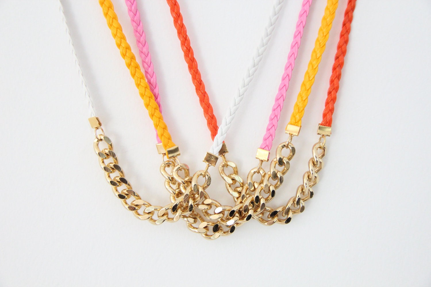 ON SALE: Gold chunky chain and Leather necklace - 24k gold plated