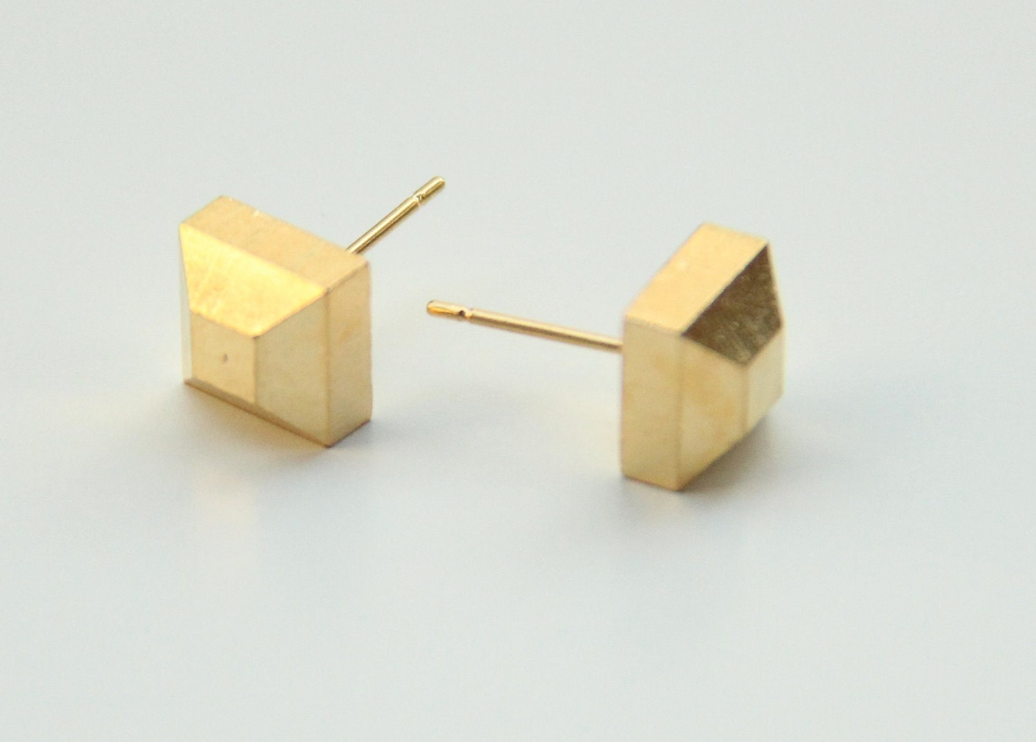 24k Gold plated Geo Pyramid Stud Earrings