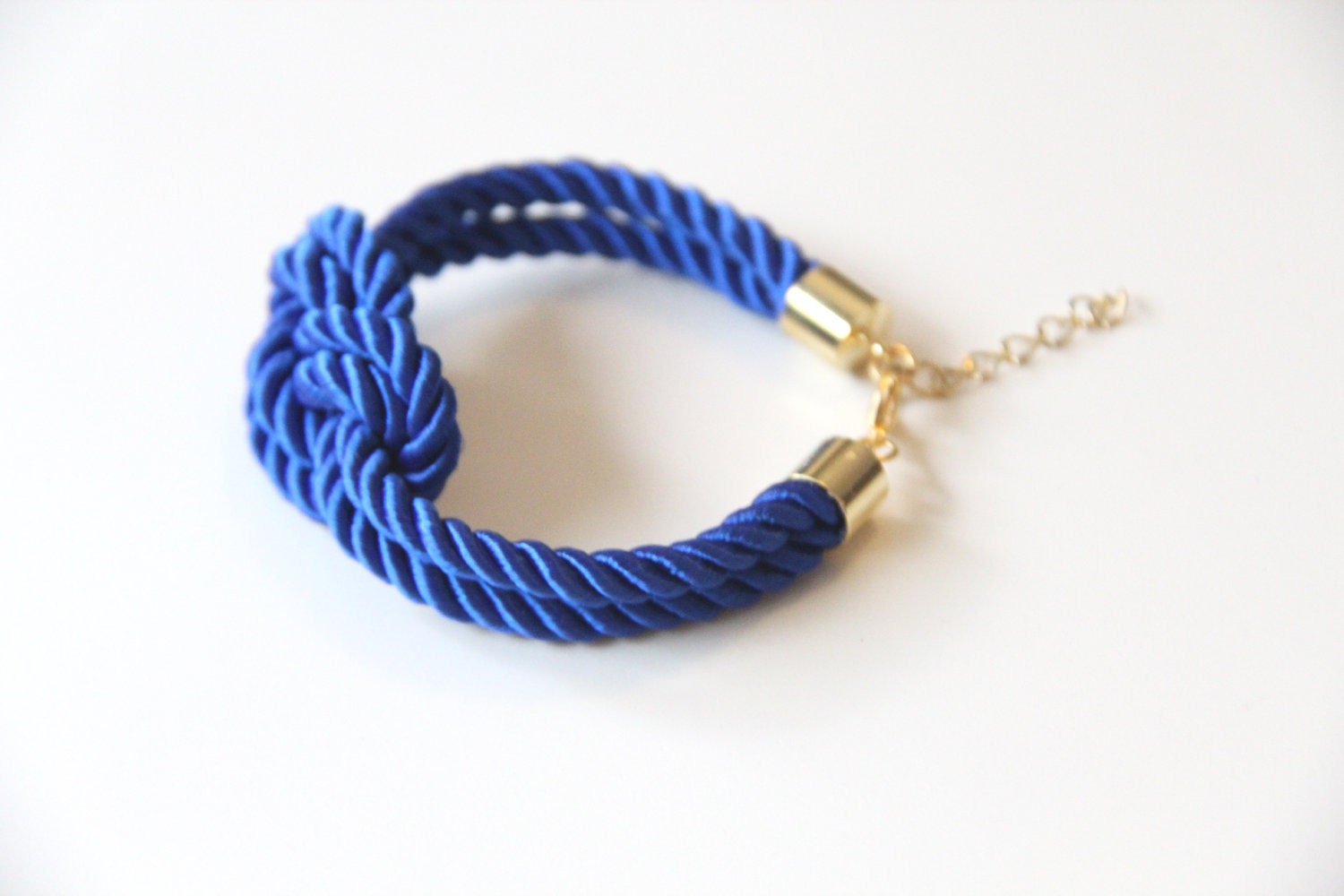 Arm Candy - True Blue silk Knot Bracelet - 24k gold plated