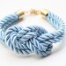 Pale Blue silk cord Bracelet - 24k gold plated