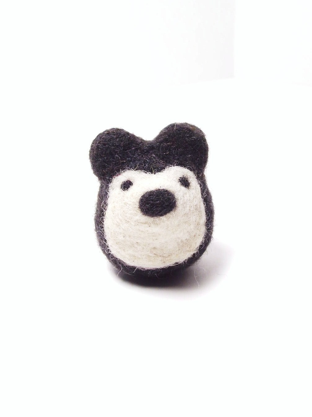 Needle felted black bear with natural black and white wool