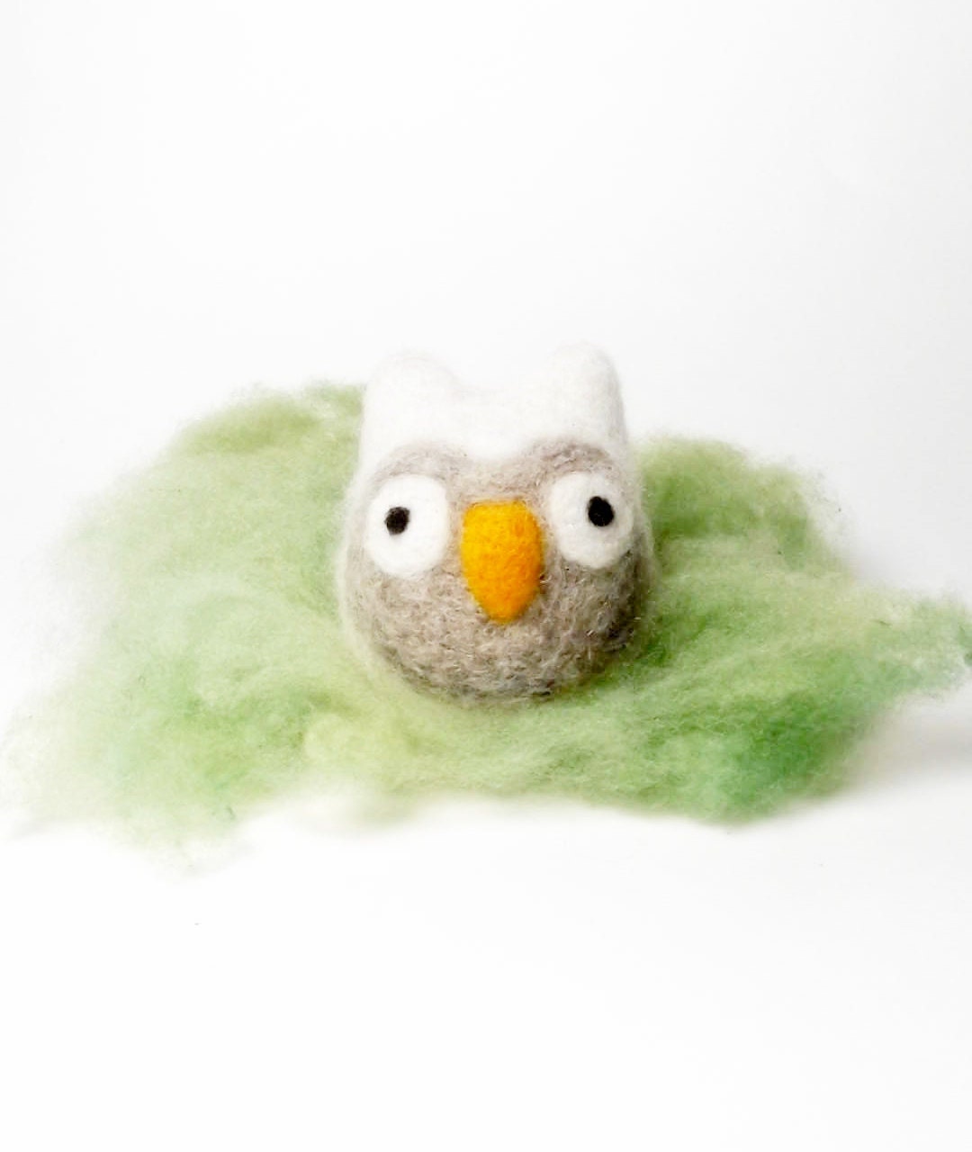 Needle felt owl - white wool owl - needle felted animal