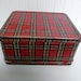 1960s Aladdin Red Plaid Metal Tin Lunchbox - Vintage Travel Trailer and Home Decor, Collectible