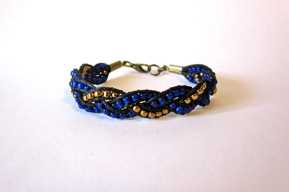 Cobalt Blue and Bronze Braid Bracelet