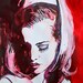 Fashion illustration portrait art print watercolor painting in red, wall decor 8" x 10"