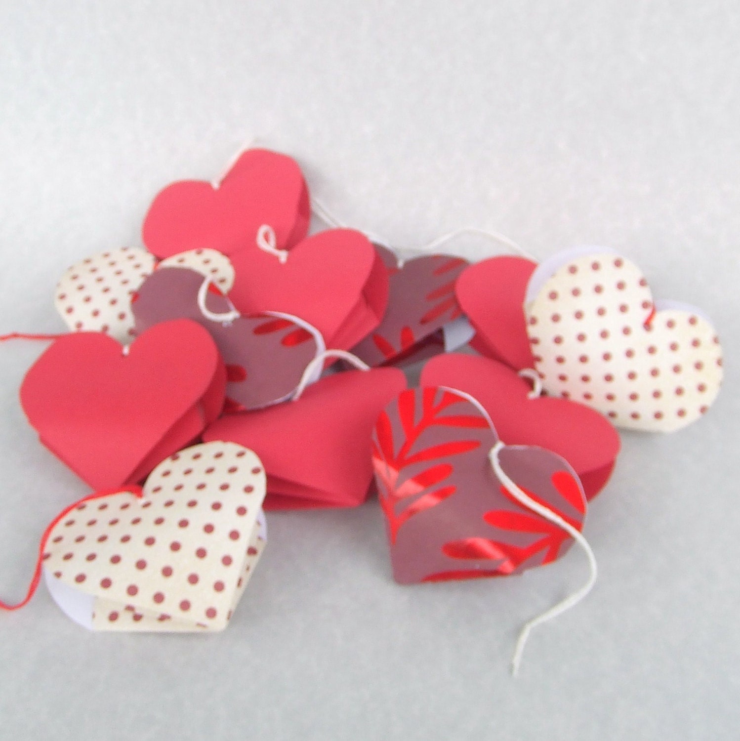 Valentines Wedding Heart Boxes, Origami Favor Box, Red and White, Set ...
