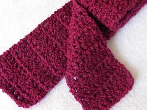 SALE Crochet Scarf in Homespun pink fuschia SALE was by ScarfShack