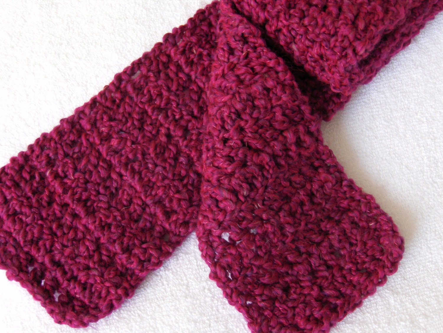 SALE Crochet Scarf in Homespun pink fuschia SALE was 20 dollars!