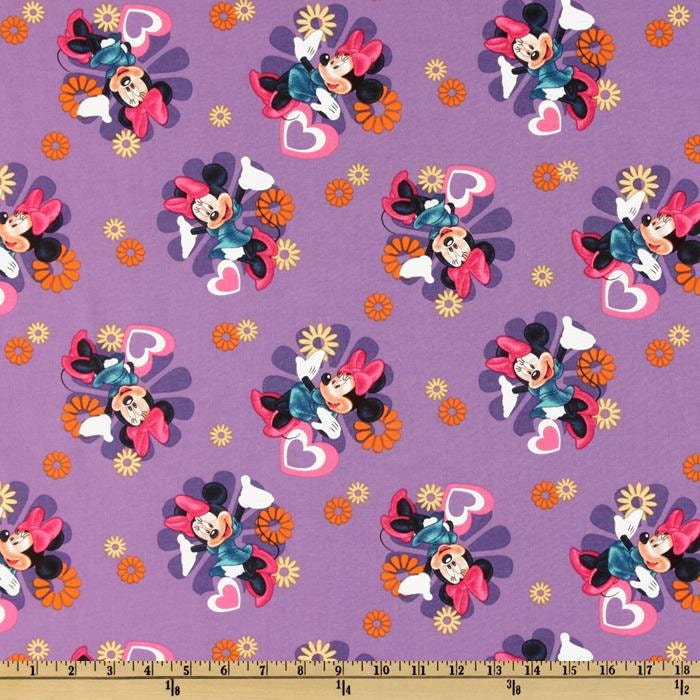 Disney Minnie Mouse Heart Dots Red Cotton Fabric by yard 43442