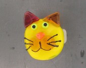 lampwork glass cat ring - yellow and orange