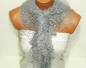 Latest Fashion filet knit gray women scarves, ruffle design, unique gift for women, spring trends 2013