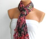 Multicolor Scarf. Turkish Fabric Fringed Guipure Scarf ..bandana,headband,wedding,bridal,authentic, romantic, elegant,