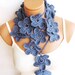 Pastel Blue Hand made crochet Flower Lariat Scarf. Fashion Flower Scarves, Necklace...