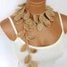 Silvery Crochet ivy, champagne, beige ivy leafs Lariat Scarf. Fashion Flower Scarves, Necklace...