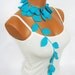 Handmade Crochet ivy, aqua turquoise ivy leafs Lariat Scarf. Fashion Flower Scarves, Necklace...