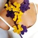 Hand made Crochet Flower Purple, Yellow, Lariat Scarf. Fashion Flower Scarves, Necklace...