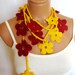 Yellow, Red, crochet Flower Scarves. Fashion Flower Scarves, Necklace...