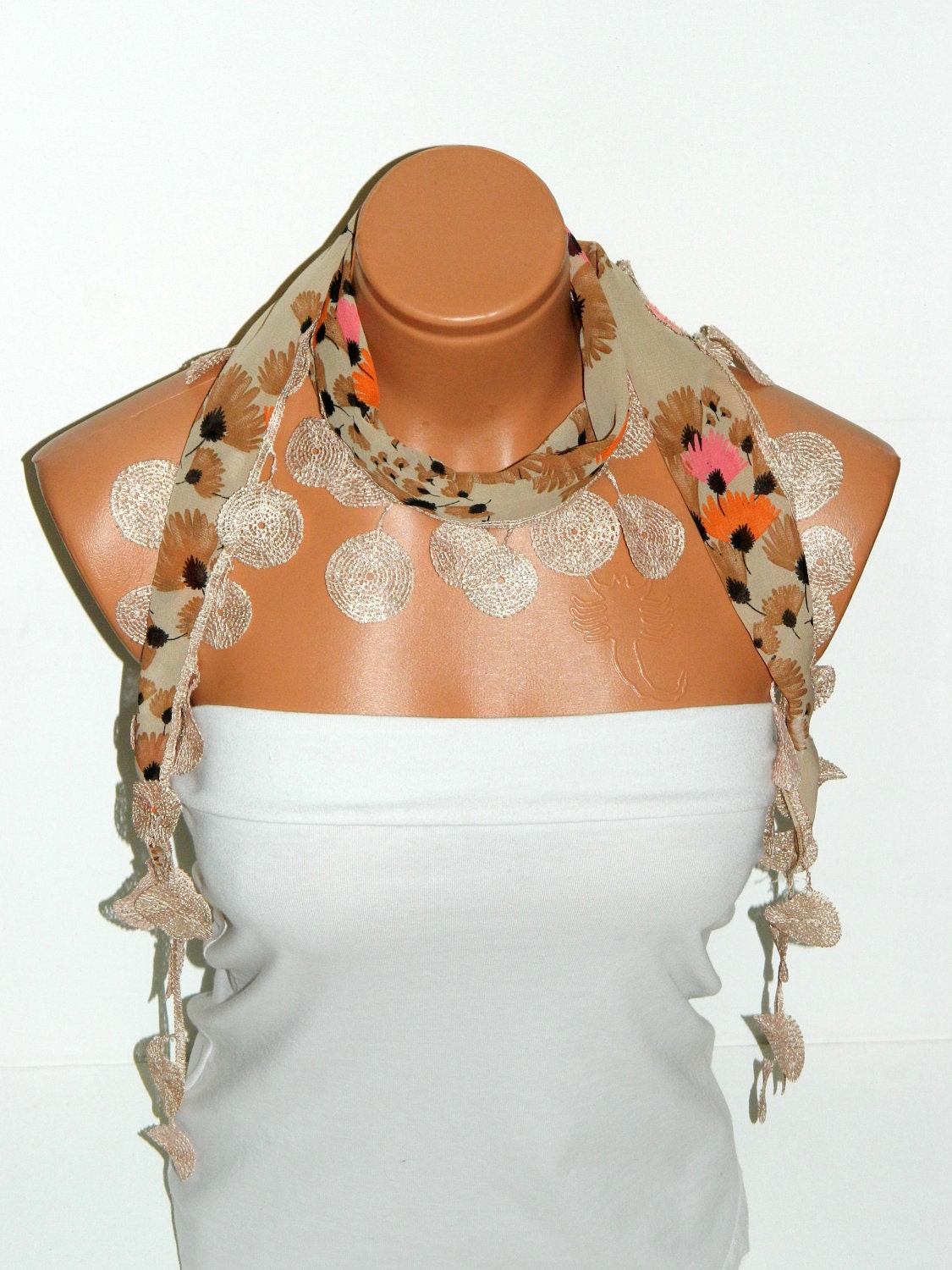 Personalized Design Multicolor pink cream Scarf.Turkish Fabric Guipure Scarf ..bandana,headband,wedding,bridal,authentic, romantic, elegant,