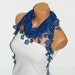 Personalized Design Blue Scarf. Turkish Fabric Fringed Guipure Scarf ..bandana,headband,wedding,bridal,authentic, romantic,