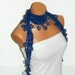 Personalized Design Blue Scarf. Turkish Fabric Fringed Guipure Scarf ..bandana,headband,wedding,bridal,authentic, romantic,