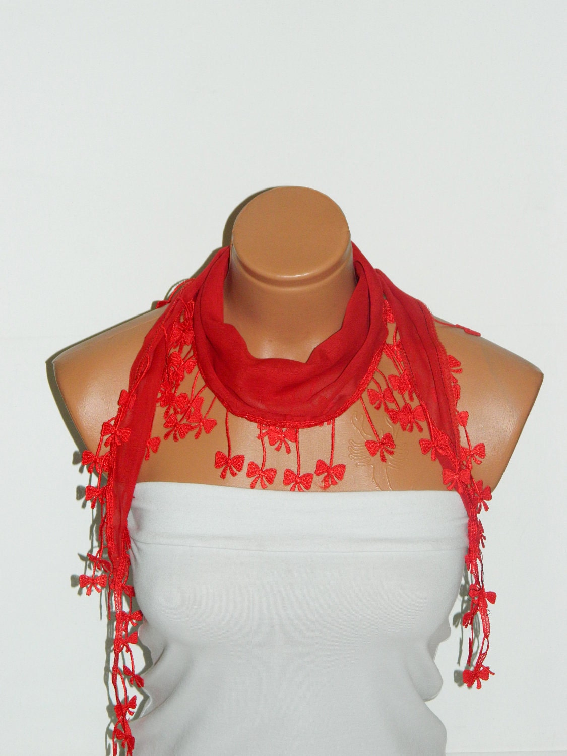 Personalized Design red Scarf. Turkish Fabric Fringed Guipure Scarf ..bandana,headband,wedding,bridal,authentic, romantic, elegant,