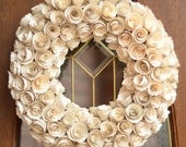 Harry Potter Wreath with Book Page Rosettes - Upcycled Home Decor for the HP Fan - Eco Friendly Green Party Decoration