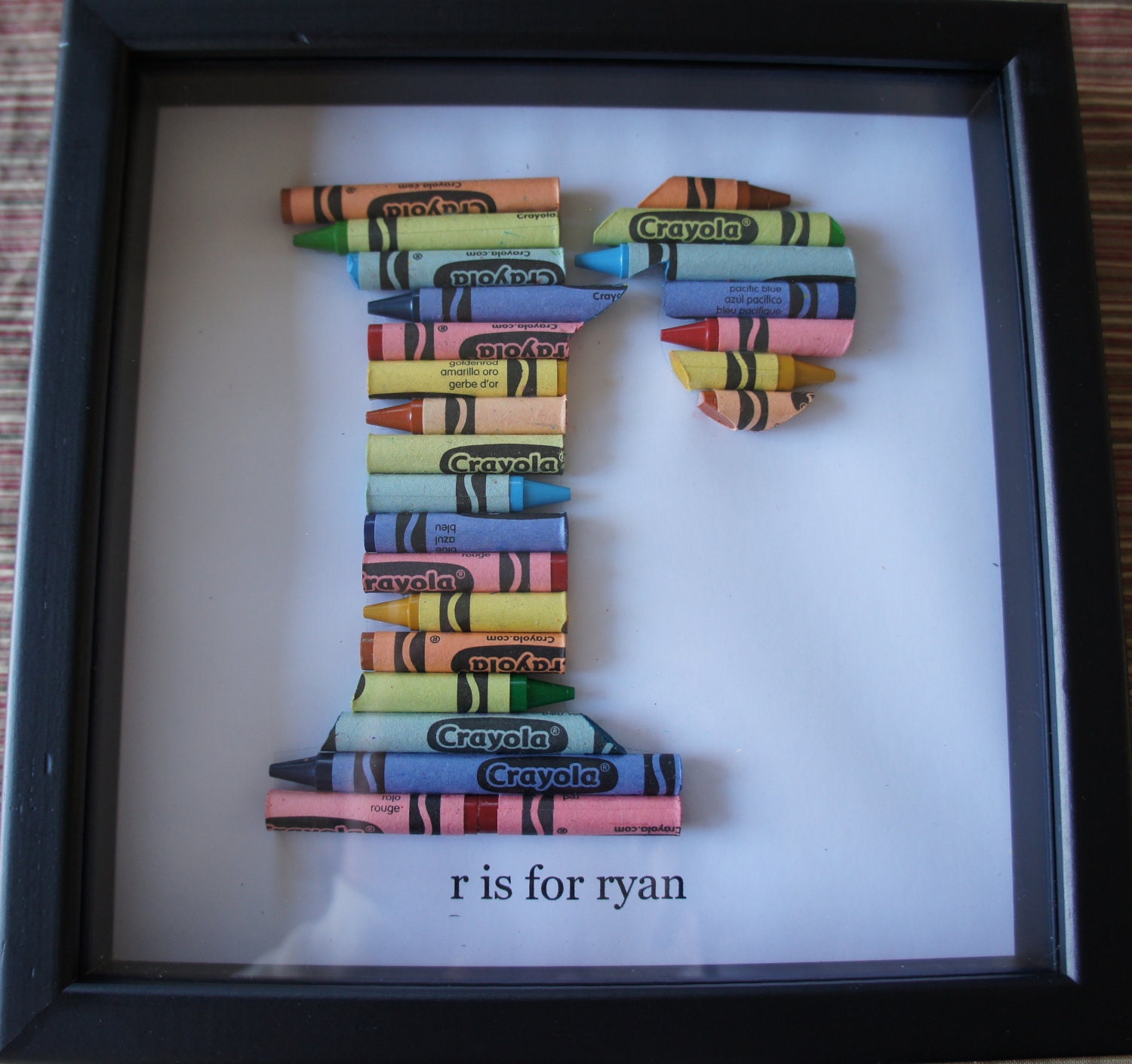 Crayon Initial in a shadow box