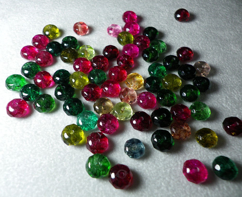 Multicolored Tourmaline Quartz Faceted Rondelle Beads 8mm