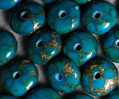 Golden Lined Turquoise Colored Howlite 8mm