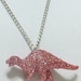 Glitter Dinosaur Necklace in Pink -RaWr-