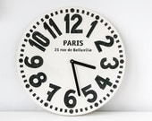 Wall clock -Paris- off white edition shabby chic cottage style birch wood vintage style - DesignAtelierArticle