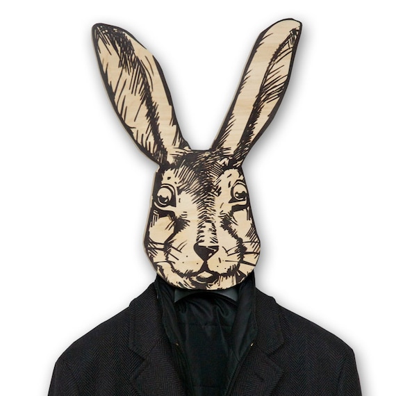 Unique hanger - hook - mask - He - rabbit, use it for clothes or as a decor item thick quality birch plywood