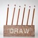 Desk organizer for pencils, brushes and pens -DRAW-. Simple and stylish shabby looking wooden item