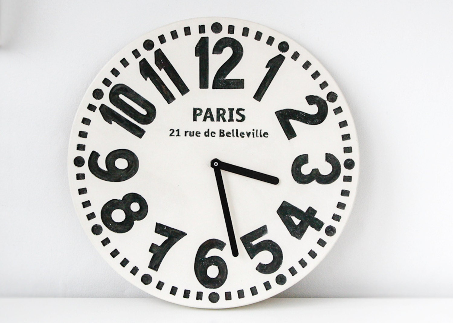 Wall clock -Paris- off white edition shabby chic cottage style birch wood vintage style