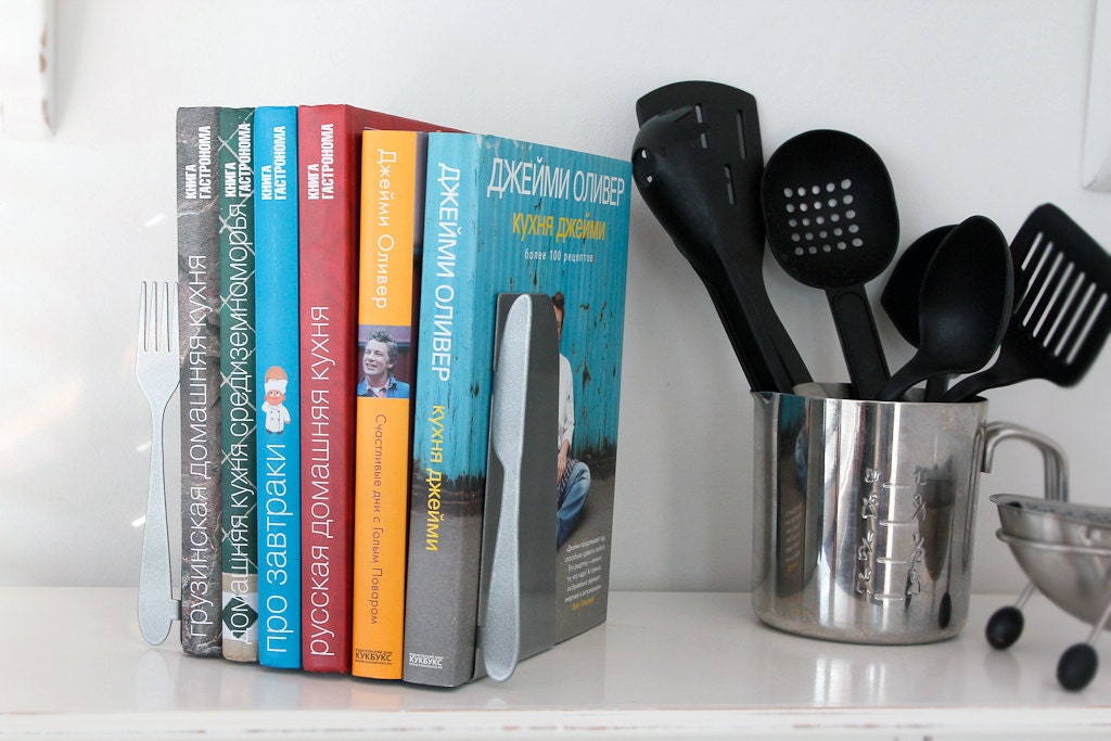 Bookends -Knife and fork- laser cut for precision these bookends will hold your favorite cookbooks