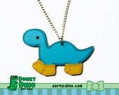 Rainy Day Dino Wearing Rainboots 2" Acrylic Necklace