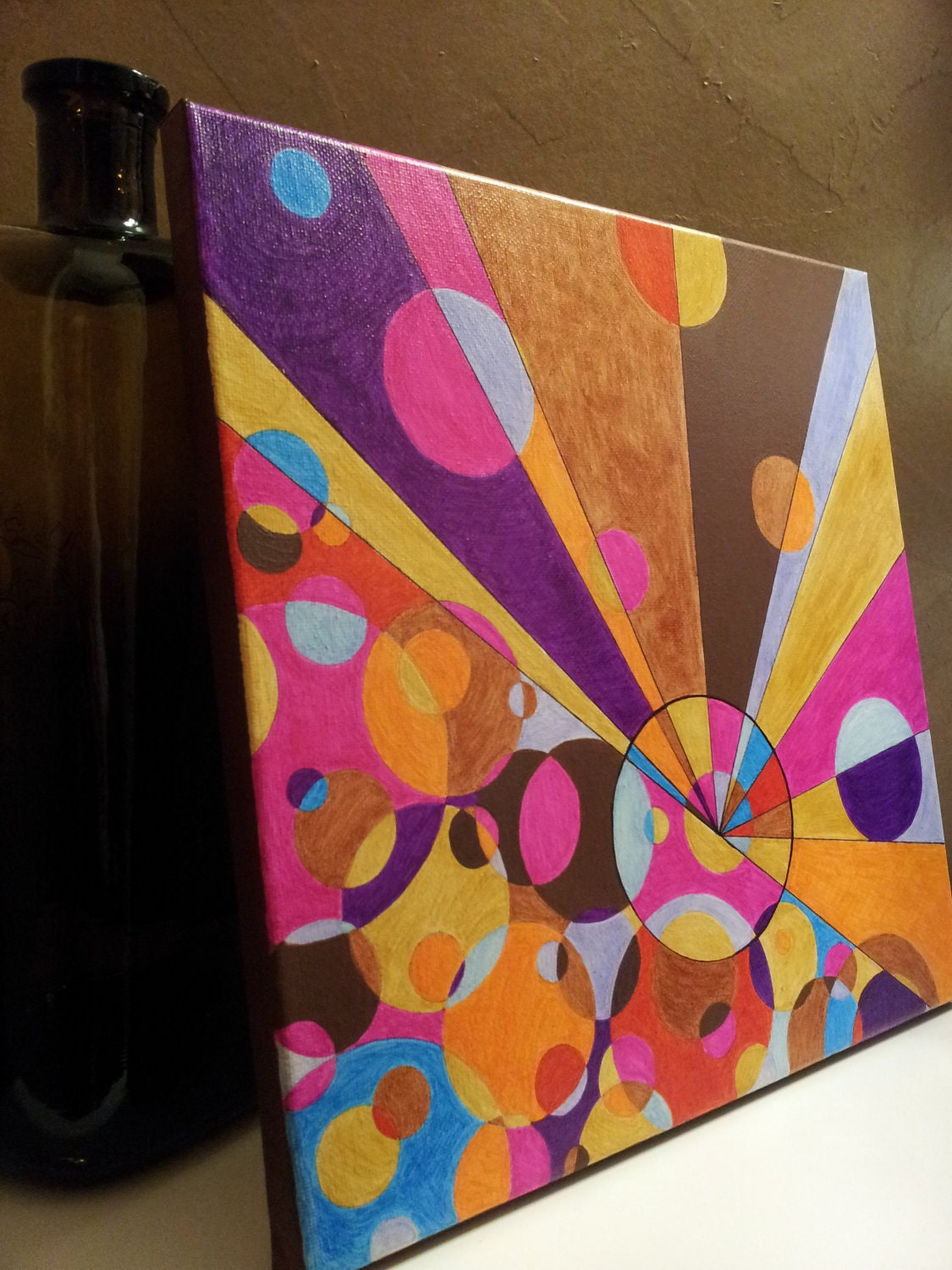 Geometry--bouncing colors on canvas