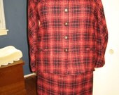 Super Plus Sized Couture Red & Black Wool Tweed Suit