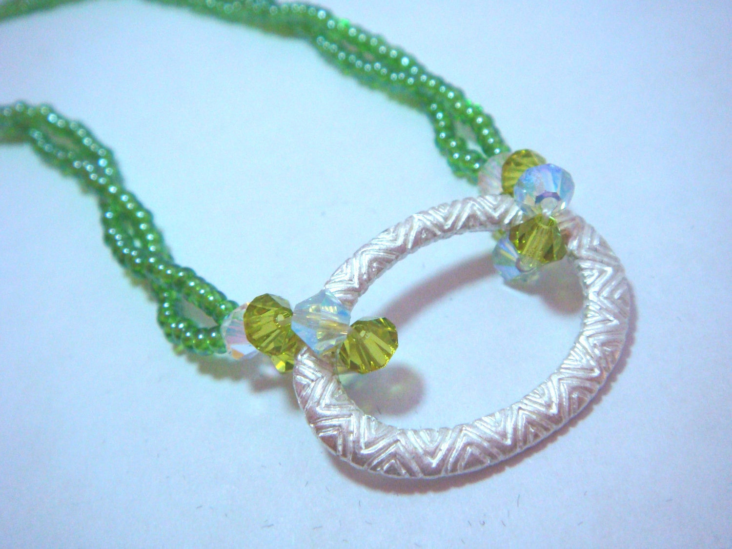 Green Beaded Twist Necklace