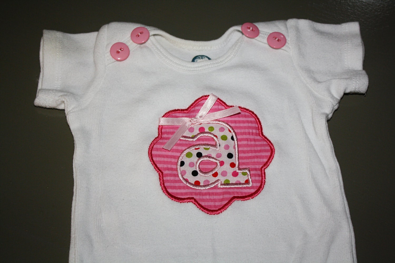 Applique Letter Onesie with Buttons