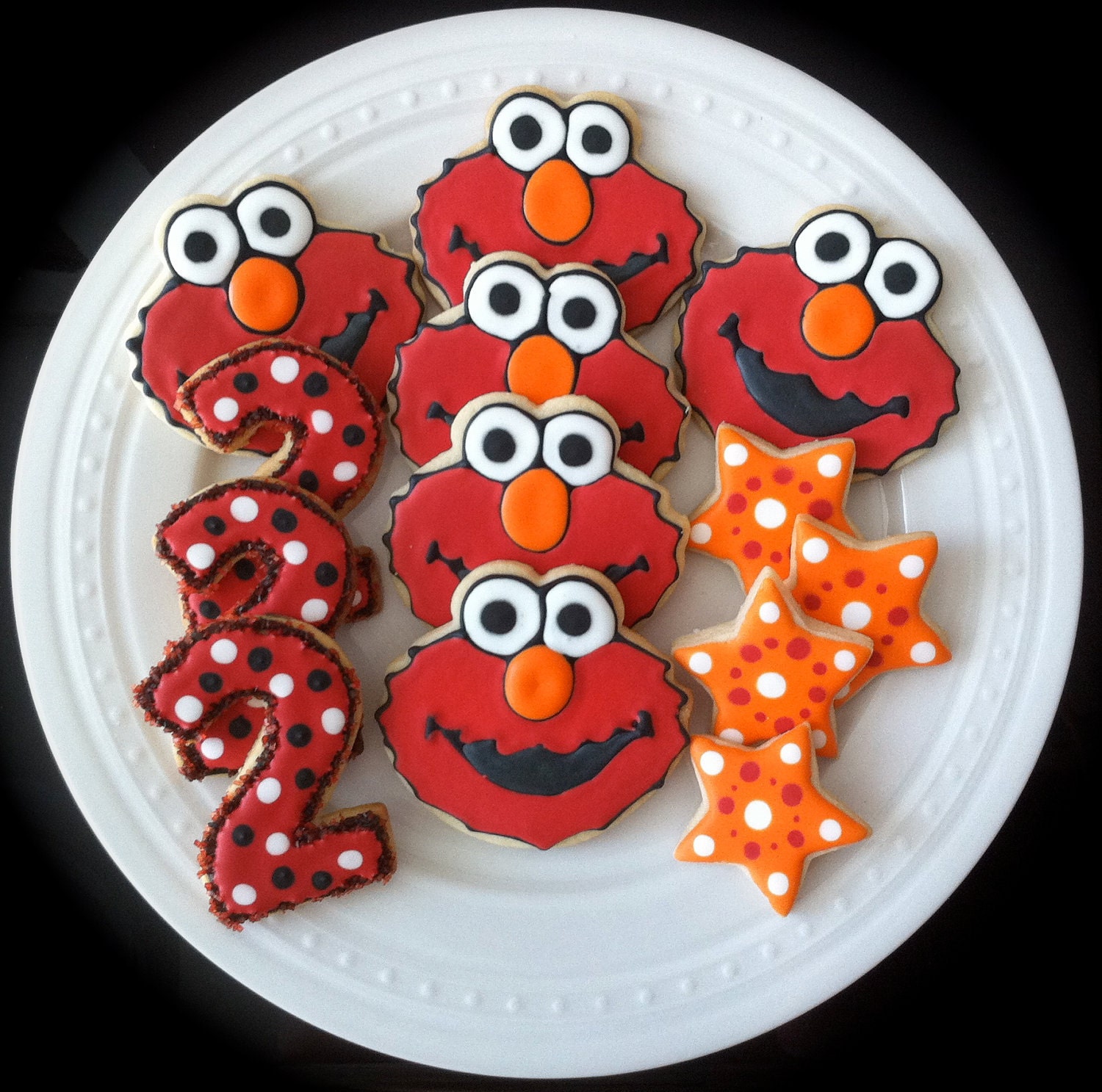 Decorated Elmo Cookies with numbers and stars, Perfect for your child's Birthday Party