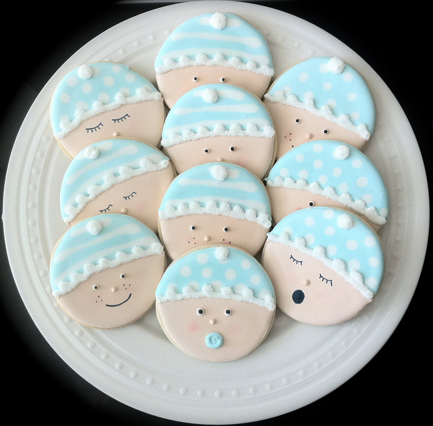 Decorated Baby Shower Cookies Cute Baby Faces in by peapodscookies