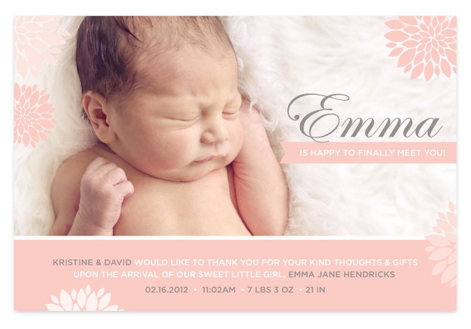 Baby Girl Birth Announcement with Photo