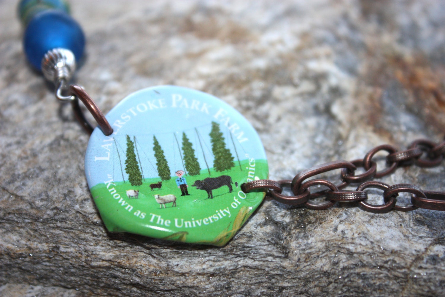 Necklace - Bottle Cap and Recycled Glass - Laverstoke Park Farms